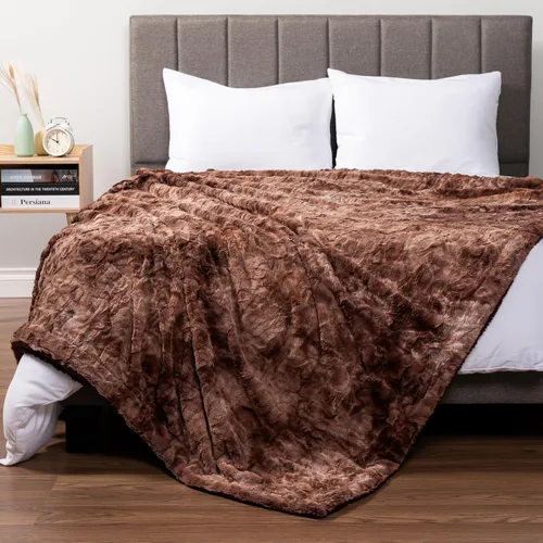 Vista 10 de PAVILIA - Manta de piel sintética reversible con diseño tie-dye color negro, suave, mullida y cálida, mantas y cobijas de sherpa para cama, manta