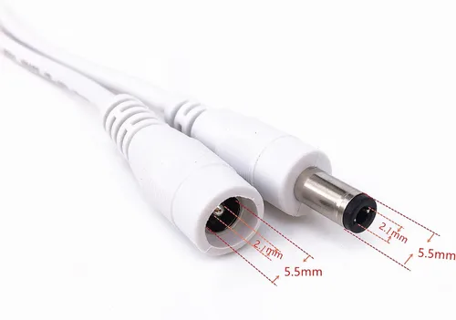 Vista 4 de 2 unids/pack 3m/9.84ft blanco 0.217 in x 0.083 in DC enchufe cable de extensión para adaptador de corriente DC Power 12V 0.217 in x 0.083 in barril