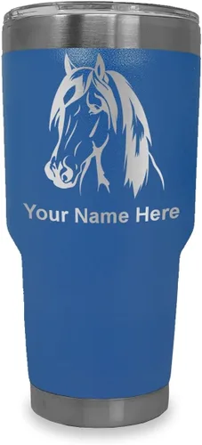 Vista 16 de LaserGram Vaso aislado al vacío de 20 onzas, cabeza de caballo 1, grabado personalizado incluido (negro)