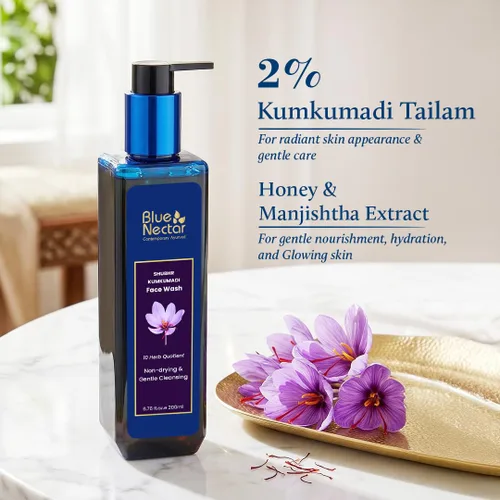 Vista 3 de Blue Nectar Kumkumadi - Jabón facial iluminador con azafrán para mujeres y hombres, limpiador facial antigranos sin sulfato
