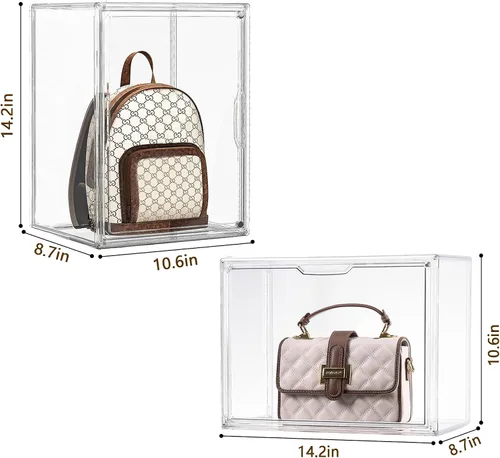 Vista 2 de ZLLZUU Organizador de bolso para armario, paquete de 5 vitrinas de acrílico transparente para almacenamiento de bolsos, cajas de almacenamiento