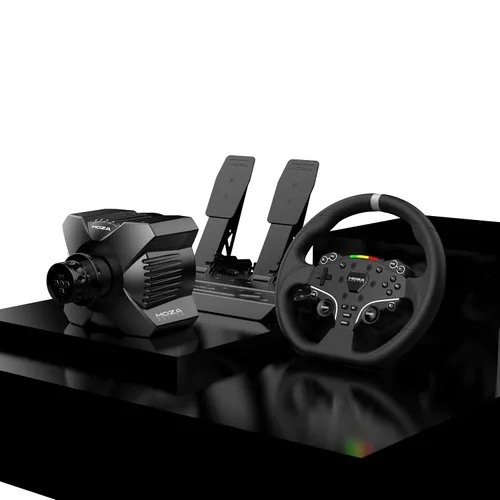 Vista 6 de MOZA R3 Racing Simulator 4PCS Wheel & Pedals bundle for PC: R3 Direct Drive Base, ES Lite Steering Wheel, SR-P Lite Pedals and Table Clamp, Black