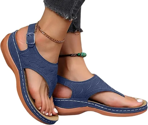 Vista 7 de Xuyuan Sandalias ortopédicas Color sólido Flip Flop Verano Playa Sandalias Color sólido Playa Verano Casual Flip Flop Sandalias anchas