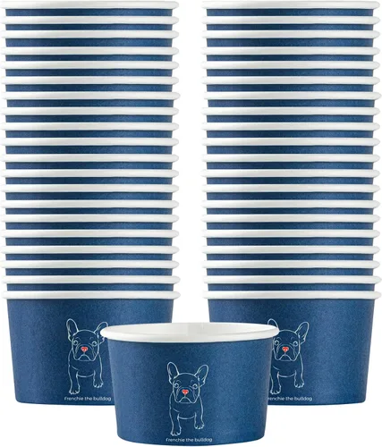 Vista 58 de Restaurantware Coppetta - Vasos de postre de 3 onzas, 50 tazas desechables para helado, tapas se venden por separado, cuencos de papel a cuadros
