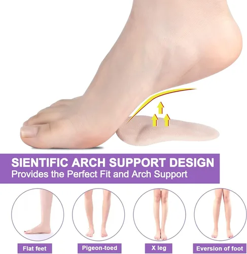 Vista 2 de 6 pares de almohadillas de soporte de arco de gel para fascitis plantar, plantilla adhesiva de arco alto, almohadillas de arco plano para aliviar