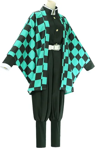 Vista 3 de Disfraz de Tanjirou para cosplay, unisex, para adulto, chaqueta, uniforme con aretes