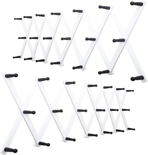 Vista 36 de WEBI Perchero de Pared Acordeón, Perchero de Sombreros de Madera Expandible para Perchero de Abrigos Montado en Pared, Soporte de Ganchos Acordeón