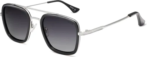 Vista 9 de SOJOS Gafas de sol polarizadas para hombres y mujeres, estilo aviador, retro, cuadradas, montura de aleación clásica, HERO SJ1126