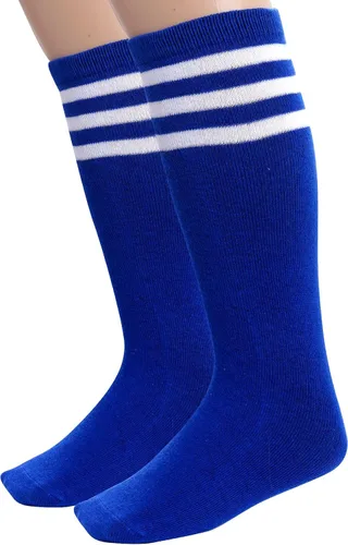 Vista 6 de Dxhycc 3 pares de calcetines a rayas hasta la rodilla, calcetines de fútbol para niños, calcetines deportivos de algodón para la escuela, calcetines