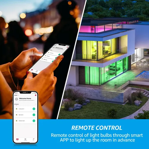 Vista 4 de TORCHSTAR Bombilla LED A19 inteligente WiFi, cambio de color RGBCW, compatible con Alexa y Google Home y Echo Assistant, 10% -100% regulable