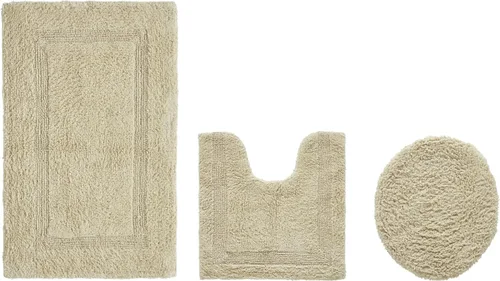 Vista 240 de Better Trends - Juego de 2 alfombras de baño 100% algodón, extra suaves, con borlas, de 17" x 24", alfombra de baño superabsorbente y reversible