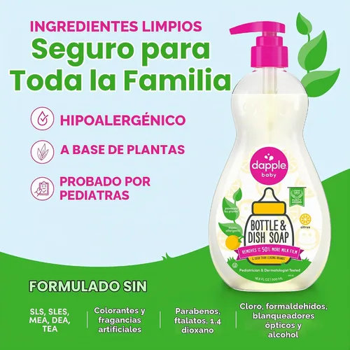 Vista 4 de Dapple Baby - Biberón y jabón para platos de cítricos frescos - 16.9 onzas