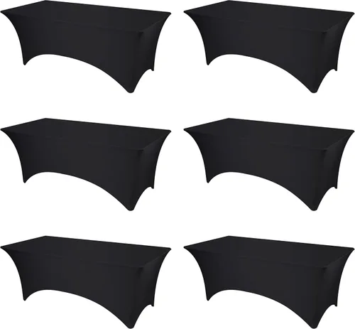 Vista 24 de BRILLMAX Paquete de 4 fundas de mesa de elastano negro para mesas rectangulares de 6 pies, mantel elástico grueso de 6.35 oz/yd², bolsillos