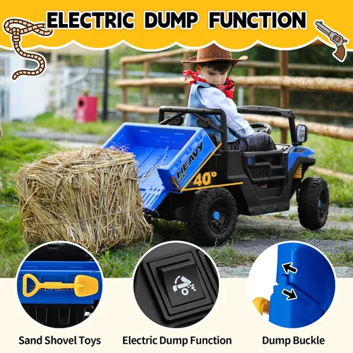Vista 2 de TOBBI - Camión volquete para niños de 12 V, coche eléctrico para niños