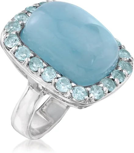 Vista 3 de Ross-Simons 19.00 Carat Aquamarine and 2.60 ct. t.w. Sky Blue Topaz Ring in Sterling Silver