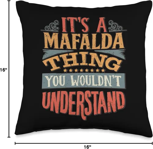 Vista 4 de Mafalda Name Gifts By Vnz Mafalda - Almohada con nombre, 16 x 16 pulgadas, multicolor