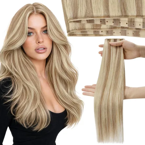 Vista 23 de Moresoo Extensiones de cabello humano real para coser, color negro natural