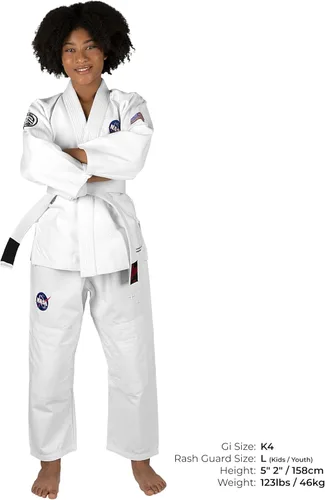 Vista 3 de Sanabul Kimono ligero de Jiu Jitsu Gi de la NASA para niños