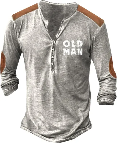 Vista 3 de Camisas de primavera para hombre, de manga larga, estilo Henley, ajuste regular, casual, ligeras, S-5XL