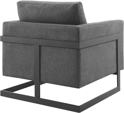Vista 5 de Posse - Silla decorativa de tela tapizada en carbón negro Negro carbón