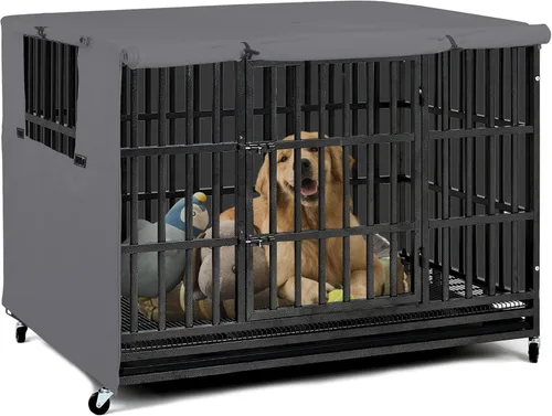 Vista 14 de Explore Land Funda para jaula de perro de poliéster resistente, parasol universal para jaula de alambre de 18 pulgadas (negro)