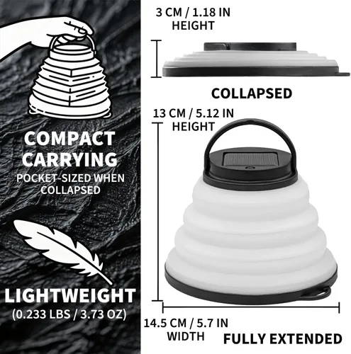 Vista 2 de Paquete de 2 luces solares plegables para camping, LED, portátil, USB, multicolor, 6 modos de color, lámpara impermeable para huracanes, cortes