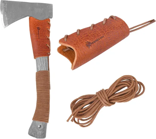 Vista 12 de Protector de cuello de hacha de cuero, cubiertas para mango de hacha para púas de jardinería o protector de hachas de campamento