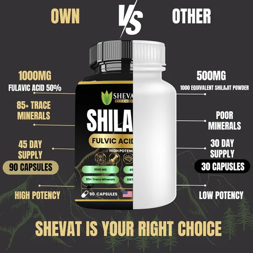 Vista 6 de 90 cápsulas de Shilajit para hombres y mujeres de 22000 mg con 50% shilajit ácido fúlvico orgánico del Himalaya natural Shilajit para hombres
