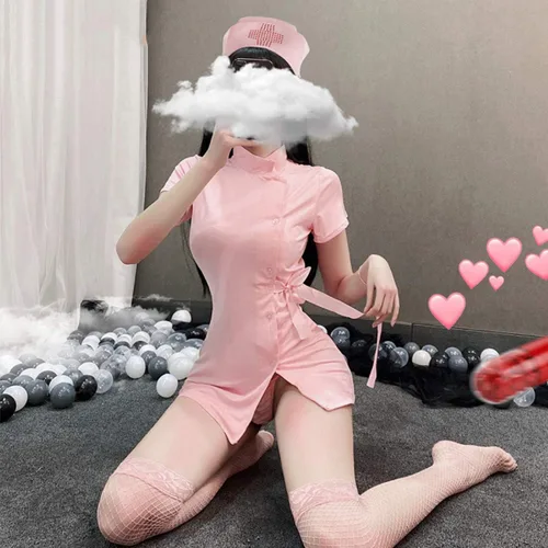 Vista 2 de Yameidie Lencería sexy para mujer disfraz de enfermera de anime disfraz de enfermera vestido de médico ropa de noche sexy para cosplay