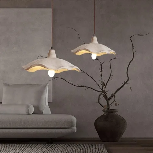 Vista 3 de Nordic Large Pendant Lights, Modern Gray Concrete Shade Hanging Pendant Lamp, Vintage Farmhouse Industrial Chandelier for Kitchen Island Dining Room