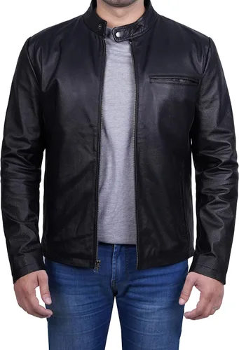 Vista 12 de Blingsoul Real Lambskin Leather Jacket Men - Chaquetas de cuero para Hombres