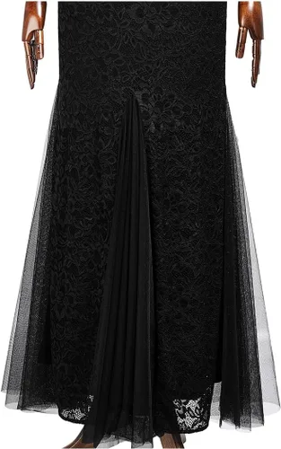 Vista 8 de Miusol Vestido largo formal de noche de sirena con encaje floral elegante y manga 23 para mujer