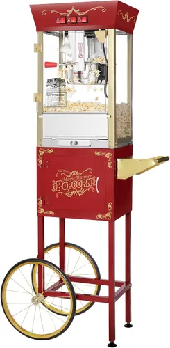 Vista 3 de Máquina y carrito de palomitas de maíz Matinee - Máquina de palomitas de maíz de 3 galones, hervidor de 8 onzas, calentador y 5 paquetes de granos