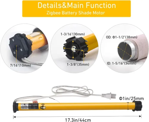 Vista 4 de Motor de persiana inteligente Sortfle Motor tubular WiFi para persiana enrollable motorizada, persiana para ventanas, persianas enrollables