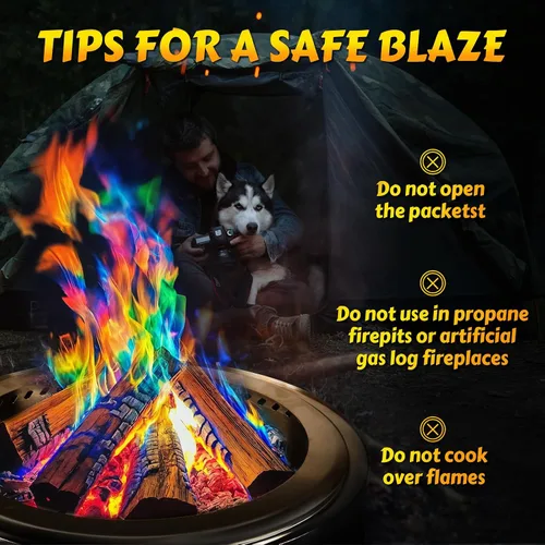 Vista 4 de HGD (Paquete de 28) Paquetes de Cambio de Color de Fuego de Hoguera Mágica para Hoguera - En Realidad 30pk Bono 2 Gratis, Chimenea