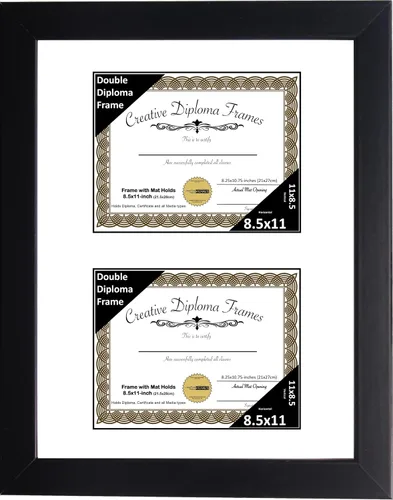 Vista 71 de Creative Picture Frames Marco de diploma doble clásico negro de 6 x 8 pulgadas con vidrio negro y colgador de pared instalado