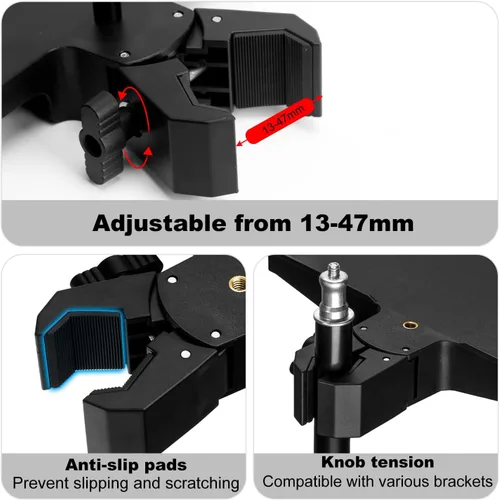 Vista 3 de Koolehaoda - Bandeja de soporte para micrófono con soporte para teléfono y abrazadera de cangrejo, 10.6 x 8 pulgadas Large Microphone Stand Tray