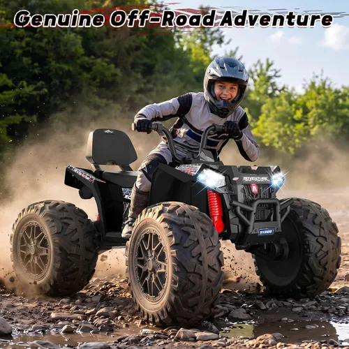 Vista 6 de 24V 4WD Kids ATV 4 Wheeler Ages 5-14 w/800W Powerful Motor, 200 Lbs, Black