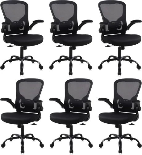 Vista 13 de Flysky Silla de oficina de malla, sillas ergonómicas de escritorio para computadora para oficina en casa, con reposabrazos abatibles