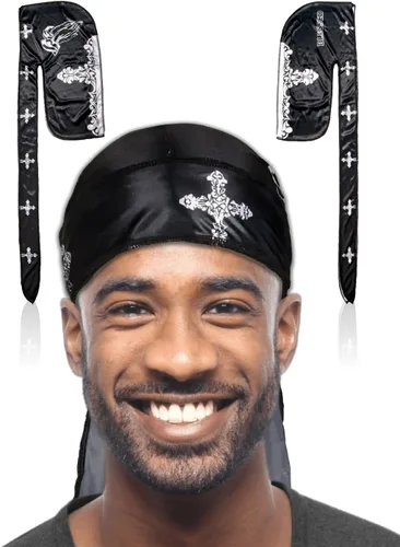 Vista 79 de Art Silky Durag con colas largas y anchas, durags de tela de seda suave satinada para mayor comodidad y compresión
