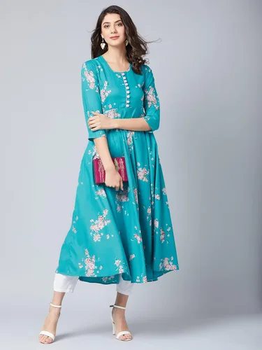 Vista 6 de Tissu Vestido de mujer estampado acampanado Kurta