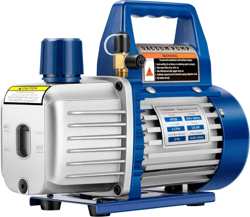 Vista 10 de VIVOHOME Bomba de vacío de aire de paletas rotativas de una etapa, 110V, potencia de 1/4 HP, 3.5 CFM con botella de aceite HVAC Vacuum Pump for