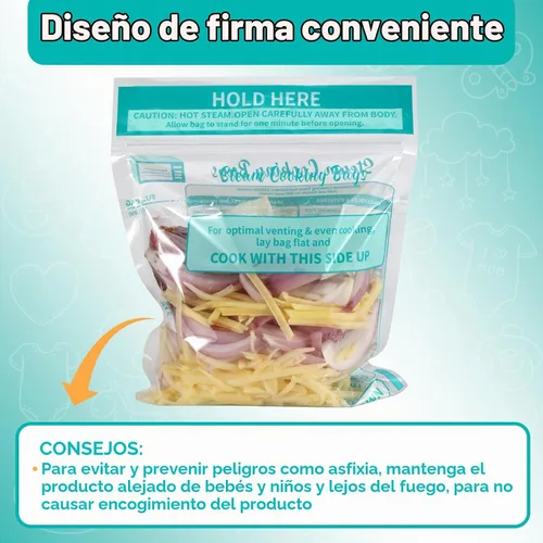 Vista 4 de 20 bolsas de cocción al vapor, bolsas de vapor para microondas, verduras, papas y carne (1)