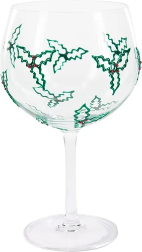 Vista 7 de Pavilion Gift Company Feliz Navidad - Acebo y bayas - Copa de vino pintada a mano (24 oz)