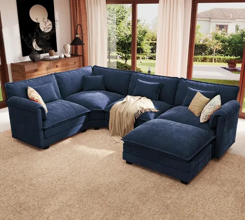 Vista 58 de Sofá modular de gran tamaño de 113 pulgadas, cómodo sofá en forma de L con funda extraíble, asiento ancho y profundo moderno para sala de estar