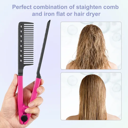 Vista 4 de VOCOSTE Peine para alisar el cabello, resistente al calor, peine para alisar el cabello, ABS, rojo
