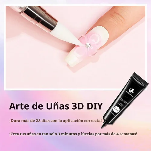 Vista 2 de Kit de gel de uñas 3D de 15g (0.53 onzas) y polvo cromado, gel esculpidor pegamento de arte de uñas para diseños artísticos DIY tallado moldeado Gel