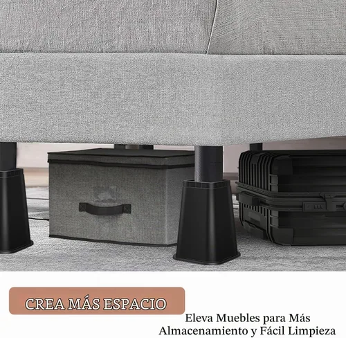 Vista 4 de shouwuhho Elevador de Cama de 8 Pulgadas de Alta Resistencia, Elevador de Muebles de 12" 8" 4" para Mesa, Pata de Escritorio, Sofá, Sofá Cama