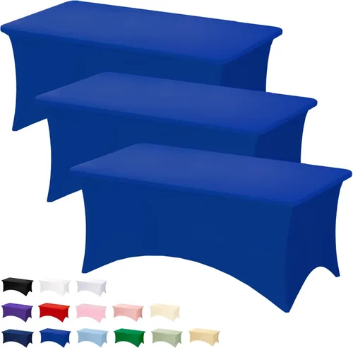 Vista 79 de Fixwal Paquete de 6 Manteles de Mesa Rectangulares, Cubierta de Mesa de 6 Pies, Mantel Blanco Rectangular Ajustado Elástico Rectangular, Cubierta