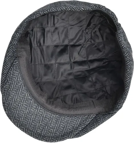 Vista 6 de VOBOOM Gorra de mezcla de lana para hombre, gorra de tweed de 8 paneles, gorra plana de cabbie